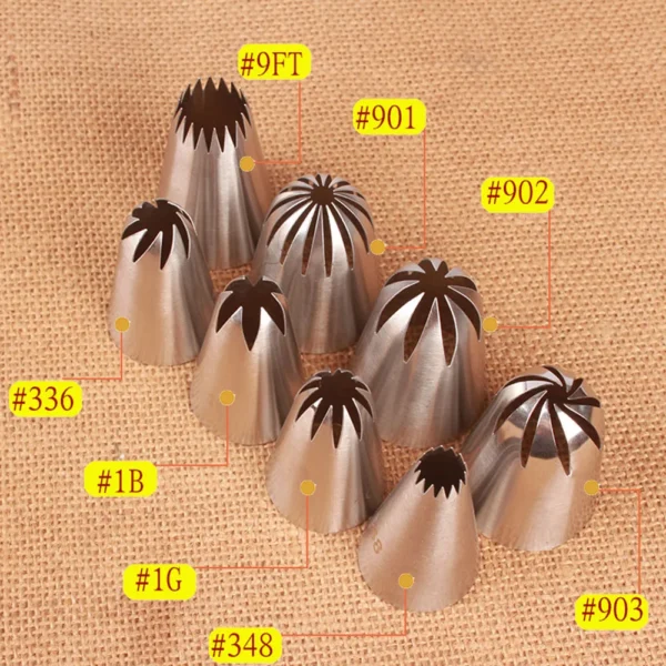 8Pcs/Set Large Stainless Steel Pastry Nozzles Icing Piping Tips Cream Rose Cake Decorating Cupcake Kitchen Baking Tools - Image 5