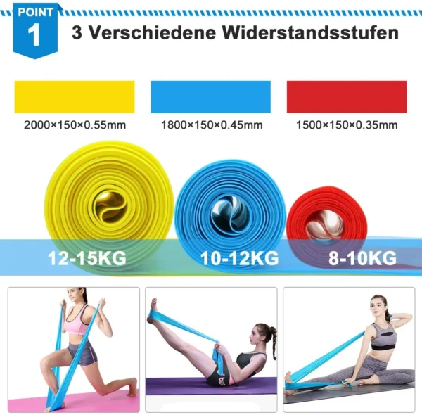 Elastic Fitness Bands 3Pcs Resistance Bands Elastic Fitness Tapes Yoga Pilates Crossfit Stretching Muscular Work Out Equipment - Image 2