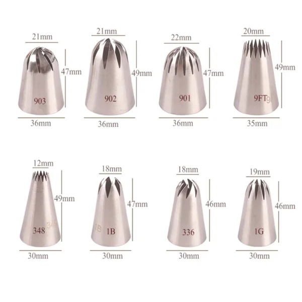 8Pcs/Set Large Stainless Steel Pastry Nozzles Icing Piping Tips Cream Rose Cake Decorating Cupcake Kitchen Baking Tools - Image 4