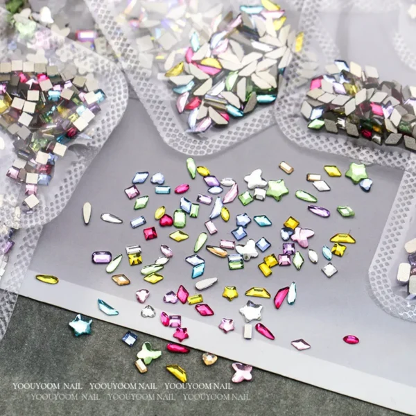 300/100pcs Mini Nail Art Rhinestones Crystal Acrylic Flatback Diamonds Mixed Shape Sparkle DIY Nail Luxury Manicure Accessories - Image 4