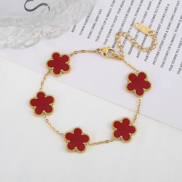 Classic Luxury Stainless Steel Bracelet Ladies Adjustable Five Flower Bracelets for Women New Fashion Party Jewelry Gifts Clover - Image 10