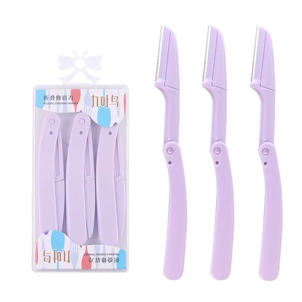 Karsyngirl 3pcs Fold Eyebrow Trimmer Scissors Hair Remover Eyebrow Comb Razor Eyebrow Clip Makeup Tools Face Razor for Women - Image 18