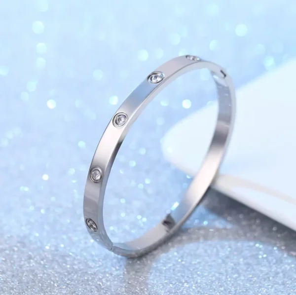 Titanium Steel Gold Silver Color Bangles for Women Girls Trend Waterproof Jewelry Luxury Sparkling Zircon Bracelet Bangle - Image 14