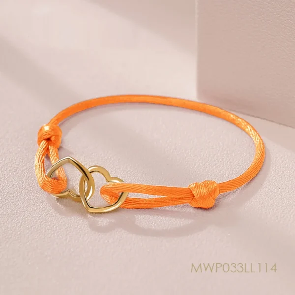 MOONLIGHT High Quality Silk Rope Heart Pendant Charm Bracelet For Women Adjustable Bracelets Femme Girls Trendy Jewelry 14colors - Image 12