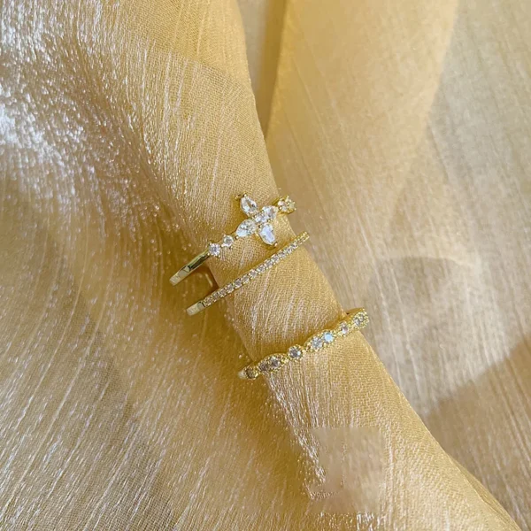 Vintage French Style Fashion Crystal Adjustable Ring for Women 2022 New Original Design Korean Ring Girl Jewelry Accessories - Image 3