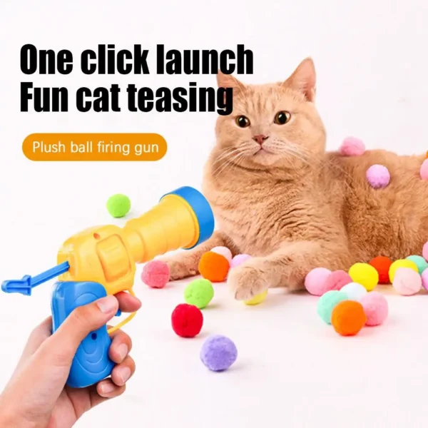 Cat Toys Interactive Launch Training Toy For Pet Kitten Creative Mini Shooting Gun Games Stretch Plush Ball Toys Pet Supplies - Image 4