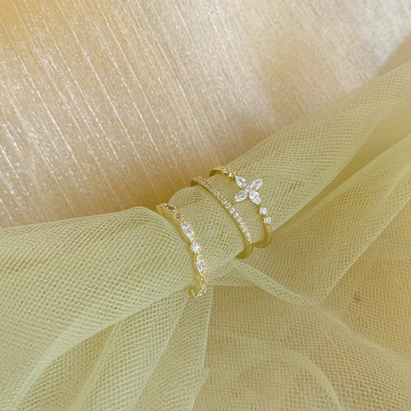 Vintage French Style Fashion Crystal Adjustable Ring for Women 2022 New Original Design Korean Ring Girl Jewelry Accessories - Image 2