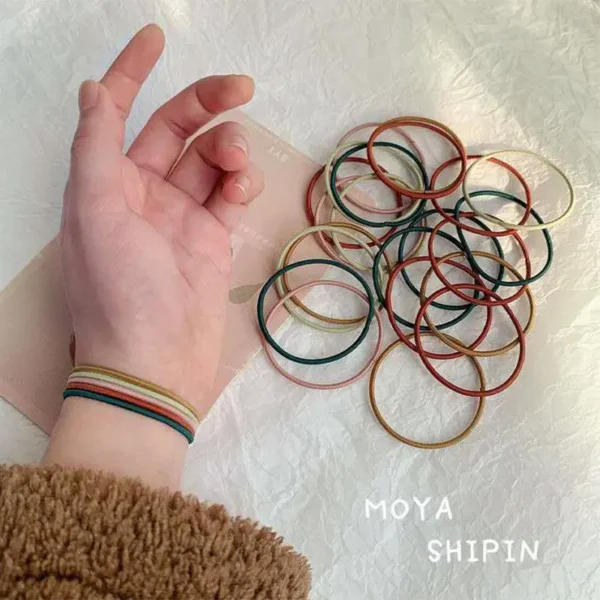 100PCS/Set Hair Ties Elastic Rubber Bands for Women Men Thin Hair Rubber Bands Ponytail Scrunchies Hair Accessories for Women - Image 3