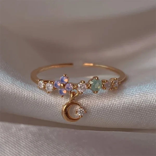 1pc New Y2K ins Cute Colorful Zircon Heart Flower Moon Butterfly For Women Girls Exquisite Fashion Jewelry Gifts - Image 6