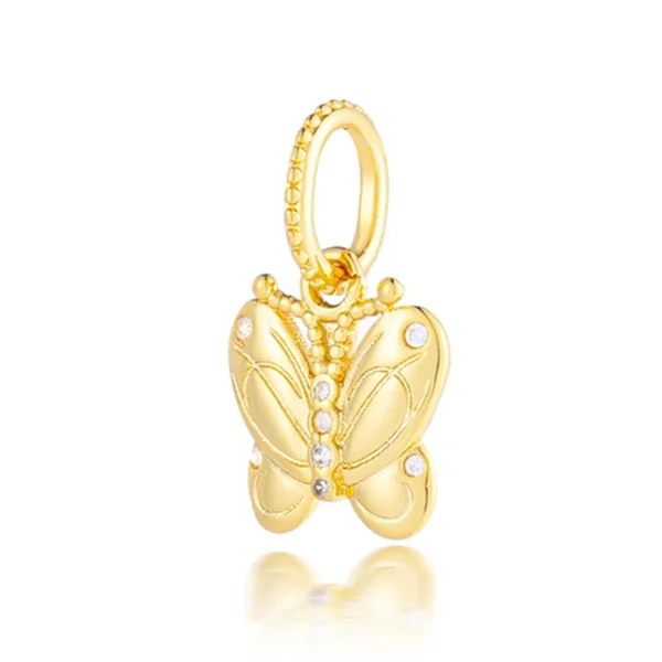 2025 NEW Sparking Gold Plated Charm Beads Fit Original 925 Silver Bracelet DIY Jewelry Gift Bow Double Heart Split Dangle - Image 11