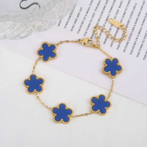 Classic Luxury Stainless Steel Bracelet Ladies Adjustable Five Flower Bracelets for Women New Fashion Party Jewelry Gifts Clover - Image 8