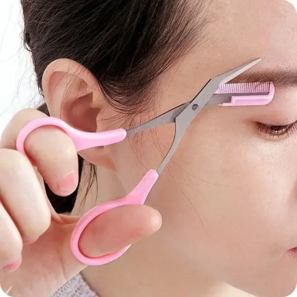 Stainless Steel Eyebrow Trimmer Scissors & Comb Set - Precision Grooming Tool for Men and Women - Effortless Hair Removal - Image 19