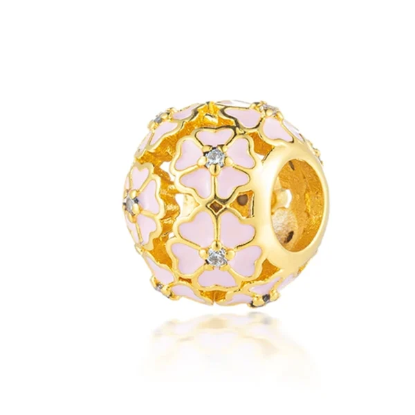 2025 NEW Sparking Gold Plated Charm Beads Fit Original 925 Silver Bracelet DIY Jewelry Gift Bow Double Heart Split Dangle - Image 10