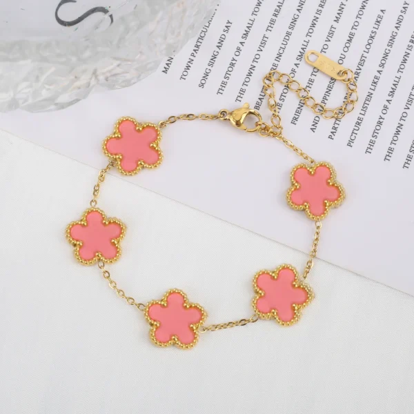 Classic Luxury Stainless Steel Bracelet Ladies Adjustable Five Flower Bracelets for Women New Fashion Party Jewelry Gifts Clover - Image 9