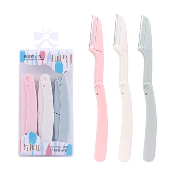 Karsyngirl 3pcs Fold Eyebrow Trimmer Scissors Hair Remover Eyebrow Comb Razor Eyebrow Clip Makeup Tools Face Razor for Women - Image 21