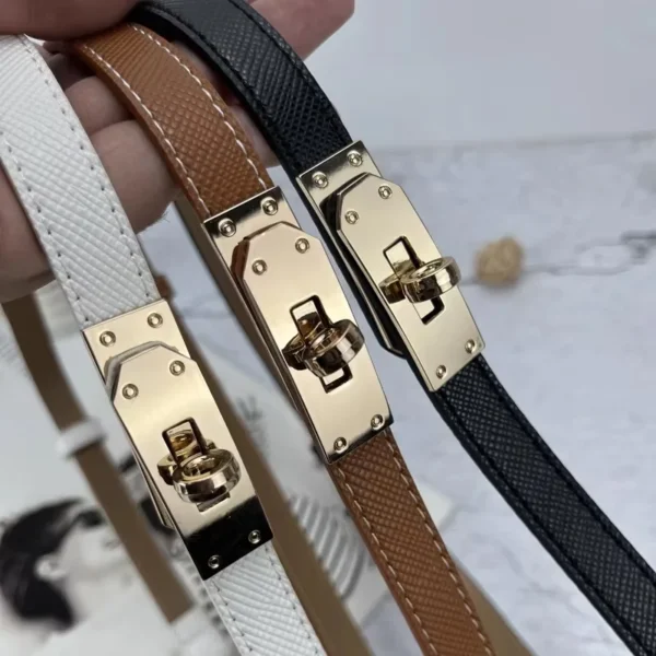 Fashion Adjustable Thin Belt Luxury Black PU Leather Female Designer Girdle Korean Corset Metal Buckle Belts For Women White - Image 3