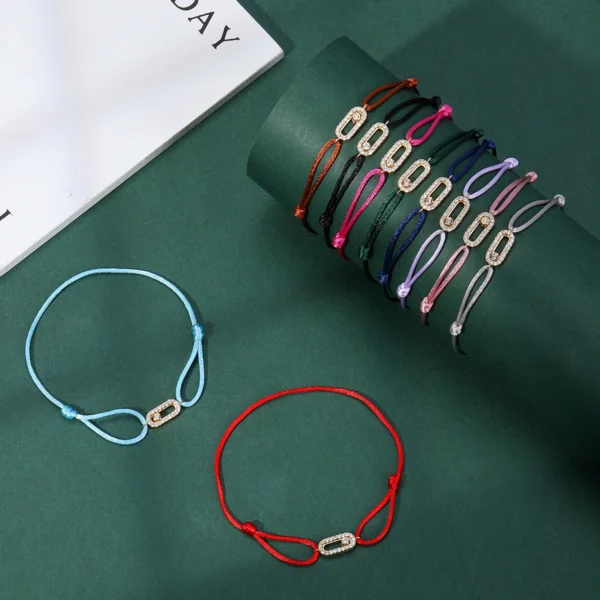 Adjusted Size Can Move Stone Multiple colors Rope Woven bracelet For Women And Men Fashion Jewelry 2024 New Bracelets Woman - Image 5