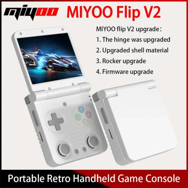 MIYOO Flip V2 Handheld Game Console 3.5''IPS Screen Retro Compact Portable Game Machine for On-the-Go Entertainment Players Gift