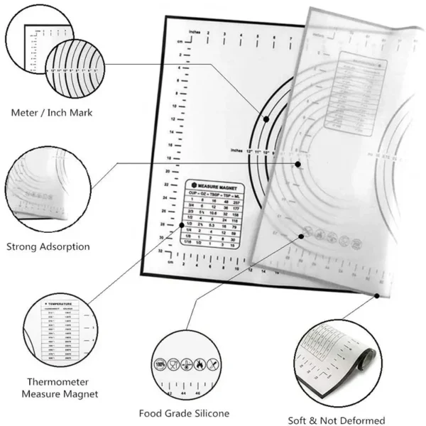 Silicone Baking Mat Kneading Pad Dough Mat Pizza Cake Dough Maker Kitchen Cooking Grill Non-Stick Gadgets Bakeware Pastry Mat - Image 6