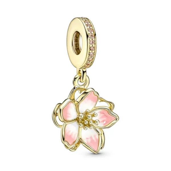 2025 NEW Sparking Gold Plated Charm Beads Fit Original 925 Silver Bracelet DIY Jewelry Gift Bow Double Heart Split Dangle - Image 50