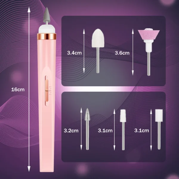 YIKOOLIN 5 in 1 Electric Nail Polish Drill Machine USB Charge Portable Manicure Set  Exfoliation and Polishing for Nail Salon - Image 6