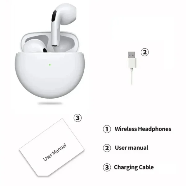 NEW Original Air Pro 6 TWS Wireless Headphones Fone Bluetooth Earphones Mic Pods In Ear Earbuds Earbuds Sport Headset For Xiaomi - Image 7