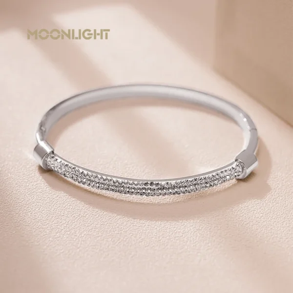 MOONLIGHT Fashion Cubic Zirconia Cuff Bangles for Women Trendy Titanium Steel Circular Classic Bracelet Female Jewelry Gift - Image 12