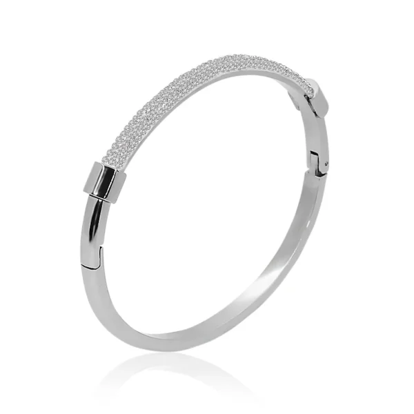 MOONLIGHT Fashion Cubic Zirconia Cuff Bangles for Women Trendy Titanium Steel Circular Classic Bracelet Female Jewelry Gift - Image 6