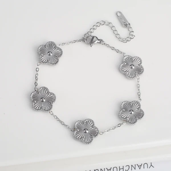 Classic Luxury Stainless Steel Bracelet Ladies Adjustable Five Flower Bracelets for Women New Fashion Party Jewelry Gifts Clover - Image 13