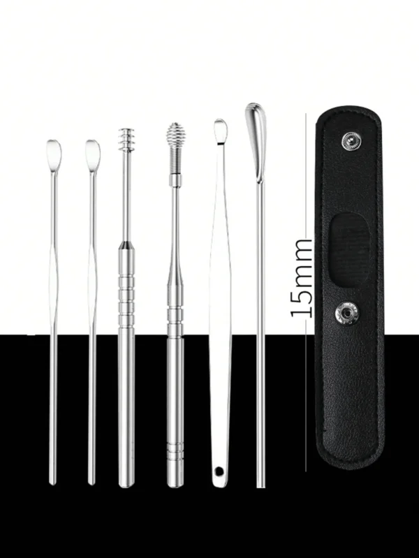 Ear Cleaning Tool Stainless Steel Ear Pick Kit &1Pc Storage Bag Earwax Remover Tool - Image 10