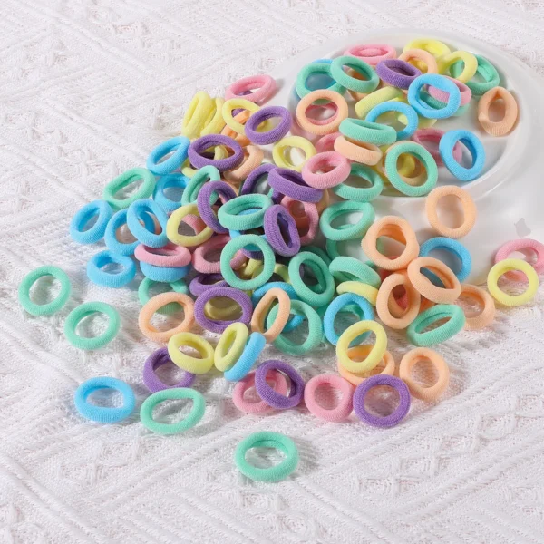 100PCS Colorful Basic Nylon Ealstic Hair Ties for Girls Children Ponytail Hold Scrunchie Rubber Band Kids Basic Hair Accessories - Image 12