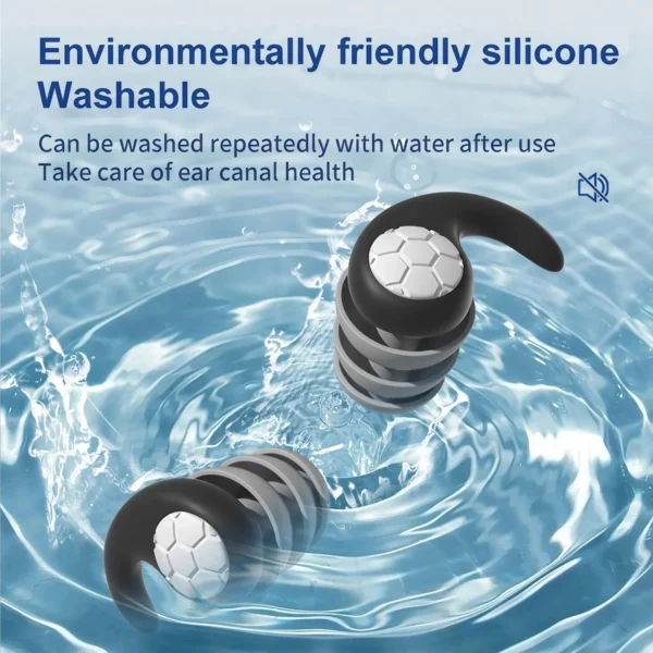 1 Pair Soft Silicone Earplugs - Noise Canceling, Waterproof, Comfortable Fit, for Sleep, Swimming, Creating a Silent Environment - Image 3
