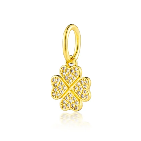 2025 NEW Sparking Gold Plated Charm Beads Fit Original 925 Silver Bracelet DIY Jewelry Gift Bow Double Heart Split Dangle - Image 51