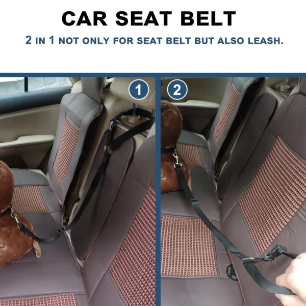Solid Color Two-in-one Pet Car Seat Belt Nylon Lead Leash Backseat Safety Belt Adjustable Dogs Harness Collar Pet Accessories - Image 5