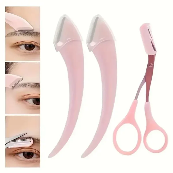Stainless Steel Eyebrow Trimmer Scissors & Comb Set - Precision Grooming Tool for Men and Women - Effortless Hair Removal - Image 21