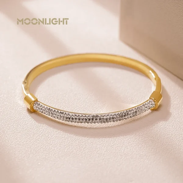 MOONLIGHT Fashion Cubic Zirconia Cuff Bangles for Women Trendy Titanium Steel Circular Classic Bracelet Female Jewelry Gift - Image 7