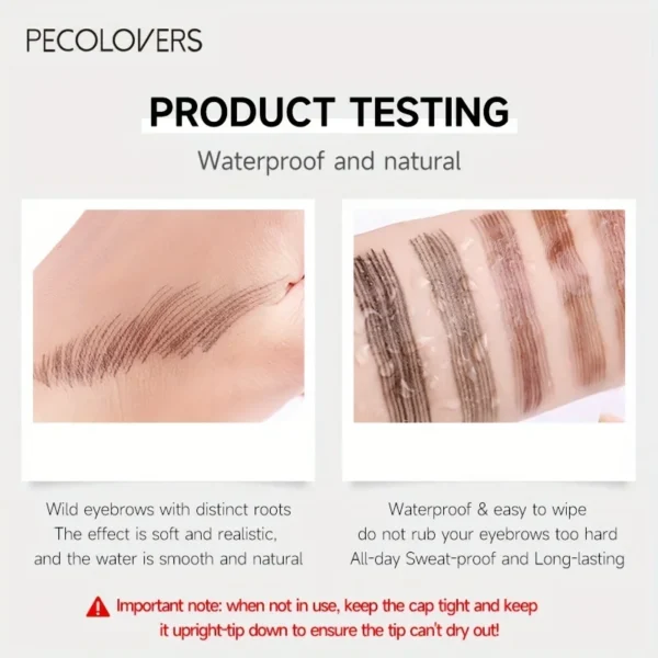 6 Colors 1pc Eyebrow Pen Waterproof 4 Split Tip Eyebrows Pen Eyebrow Tattoo Pen Waterproof Liquid Black Eyebrow Makeup Pencil - Image 2