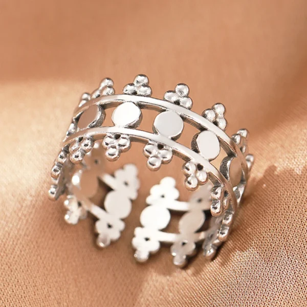 Stainless Steel Rings Vintage Exquisite Hollow Adjustable Open Statement Rings Light Luxury Fashion Rings For Women Jewelry New - Image 11