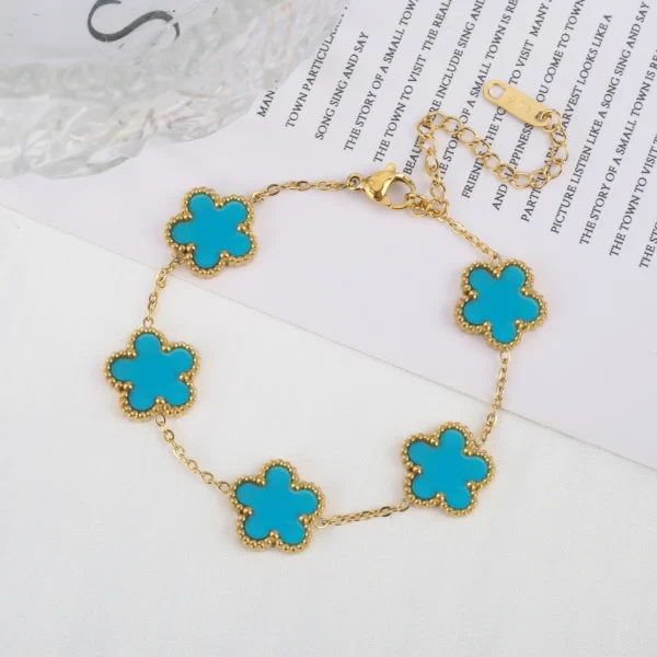 Classic Luxury Stainless Steel Bracelet Ladies Adjustable Five Flower Bracelets for Women New Fashion Party Jewelry Gifts Clover - Image 11