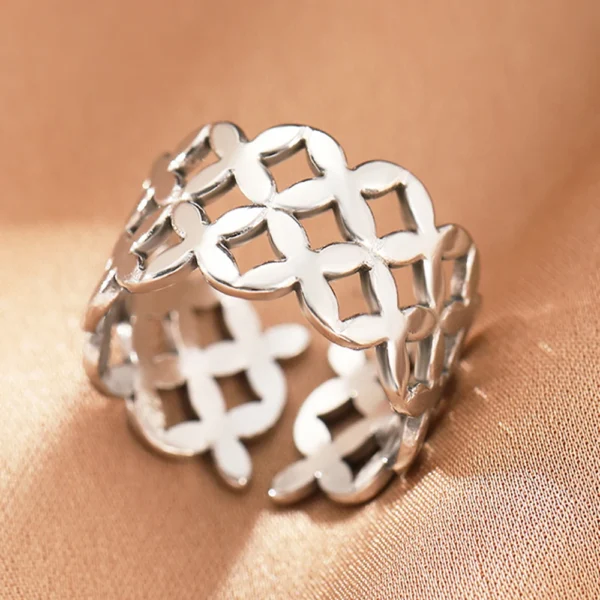 Stainless Steel Rings Vintage Exquisite Hollow Adjustable Open Statement Rings Light Luxury Fashion Rings For Women Jewelry New - Image 15