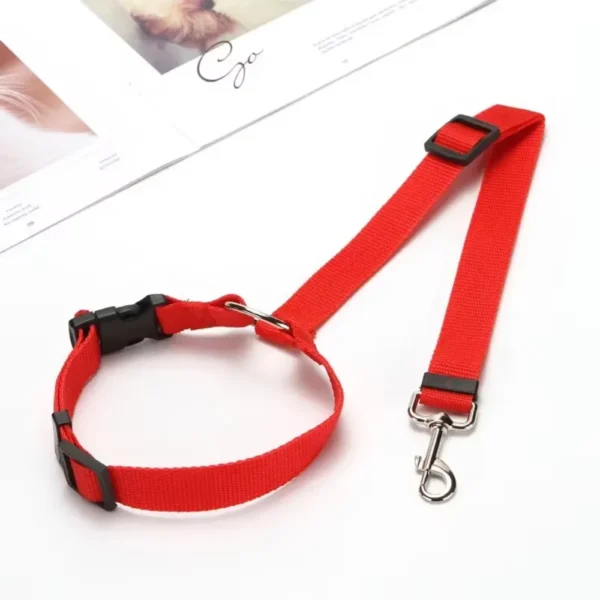 Solid Color Two-in-one Pet Car Seat Belt Nylon Lead Leash Backseat Safety Belt Adjustable Dogs Harness Collar Pet Accessories - Image 7