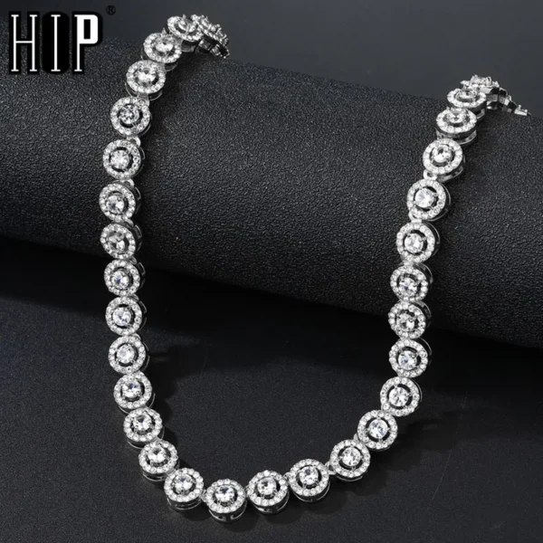 Hip Hop 9MM Iced Out Round Tennis Chain Necklace Bling Full Cubic Zircon Crystal Necklaces for Men Women Jewelry