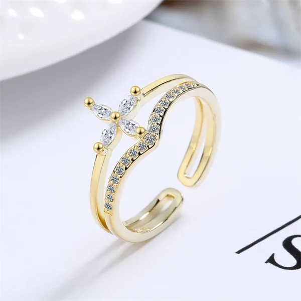 Vintage French Style Fashion Crystal Adjustable Ring for Women 2022 New Original Design Korean Ring Girl Jewelry Accessories - Image 7