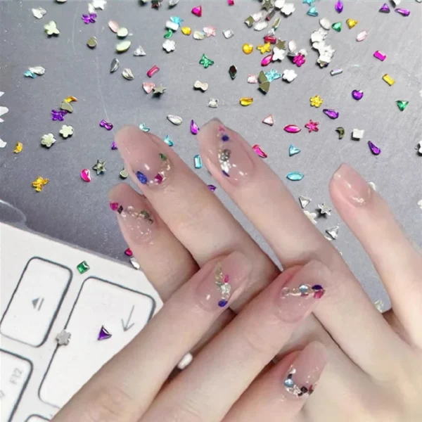 300/100pcs Mini Nail Art Rhinestones Crystal Acrylic Flatback Diamonds Mixed Shape Sparkle DIY Nail Luxury Manicure Accessories - Image 10