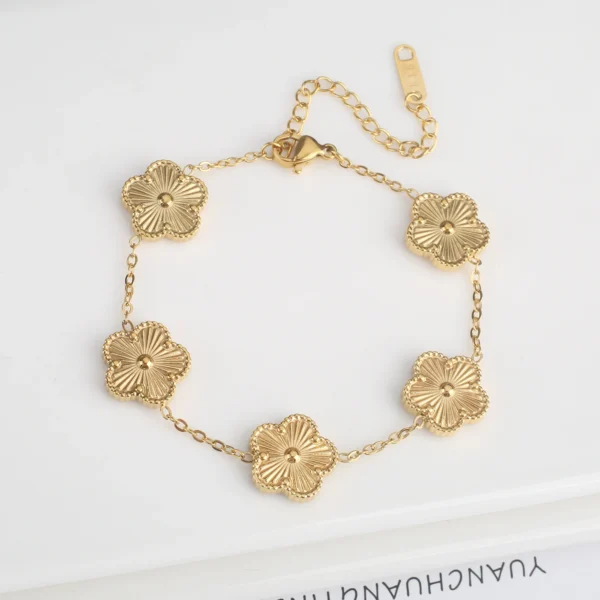 Classic Luxury Stainless Steel Bracelet Ladies Adjustable Five Flower Bracelets for Women New Fashion Party Jewelry Gifts Clover - Image 12