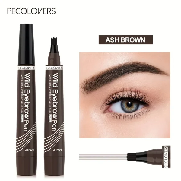 6 Colors 1pc Eyebrow Pen Waterproof 4 Split Tip Eyebrows Pen Eyebrow Tattoo Pen Waterproof Liquid Black Eyebrow Makeup Pencil - Image 10