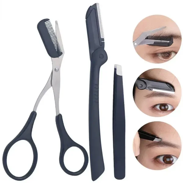 Stainless Steel Eyebrow Trimmer Scissors & Comb Set - Precision Grooming Tool for Men and Women - Effortless Hair Removal - Image 18