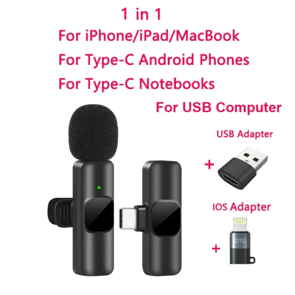 New Wireless Lavalier Microphone Portable Audio Video Recording Mini Mic for iPhone Android Live Broadcast Gaming Phone Mic - Image 10