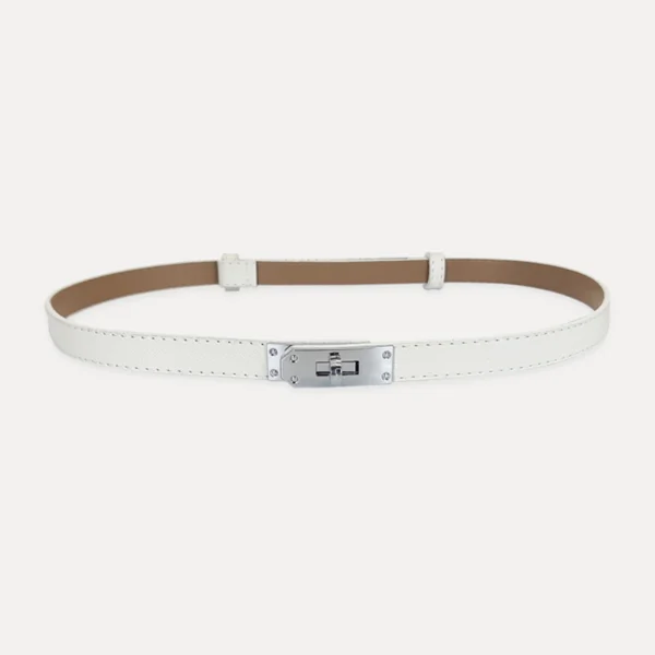 Fashion Adjustable Thin Belt Luxury Black PU Leather Female Designer Girdle Korean Corset Metal Buckle Belts For Women White - Image 15