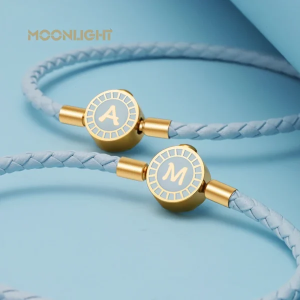 Classic A-Z Initial Letters Bracelets For Women Stainless Steel Genuine Braided Leather Bracelet Couple Birthday Jewelry Gifts - Image 3